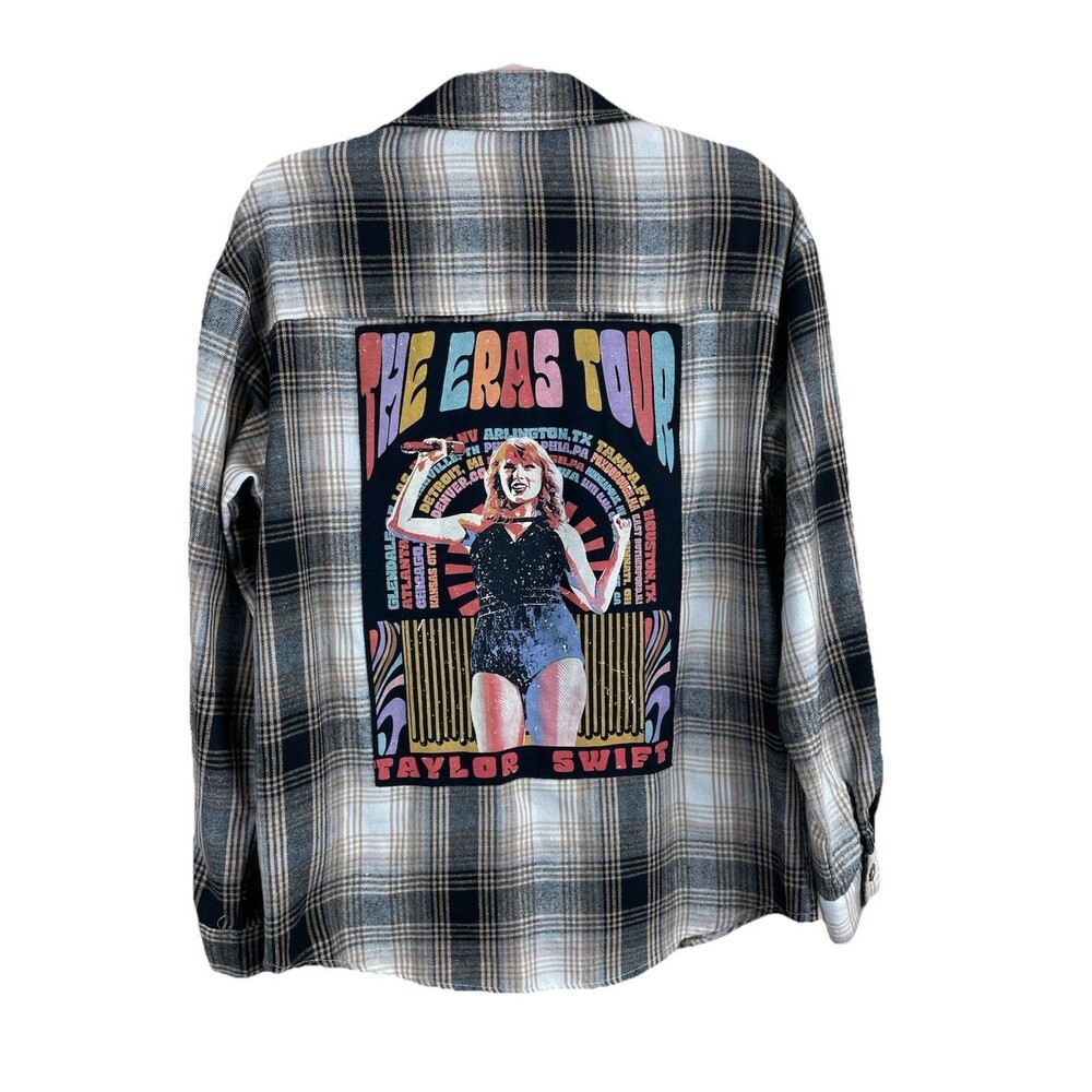 Taylor‎ Swift Eras Tour Custom Flannel Shirt Jacket Plaid Oversized Unisex Small
